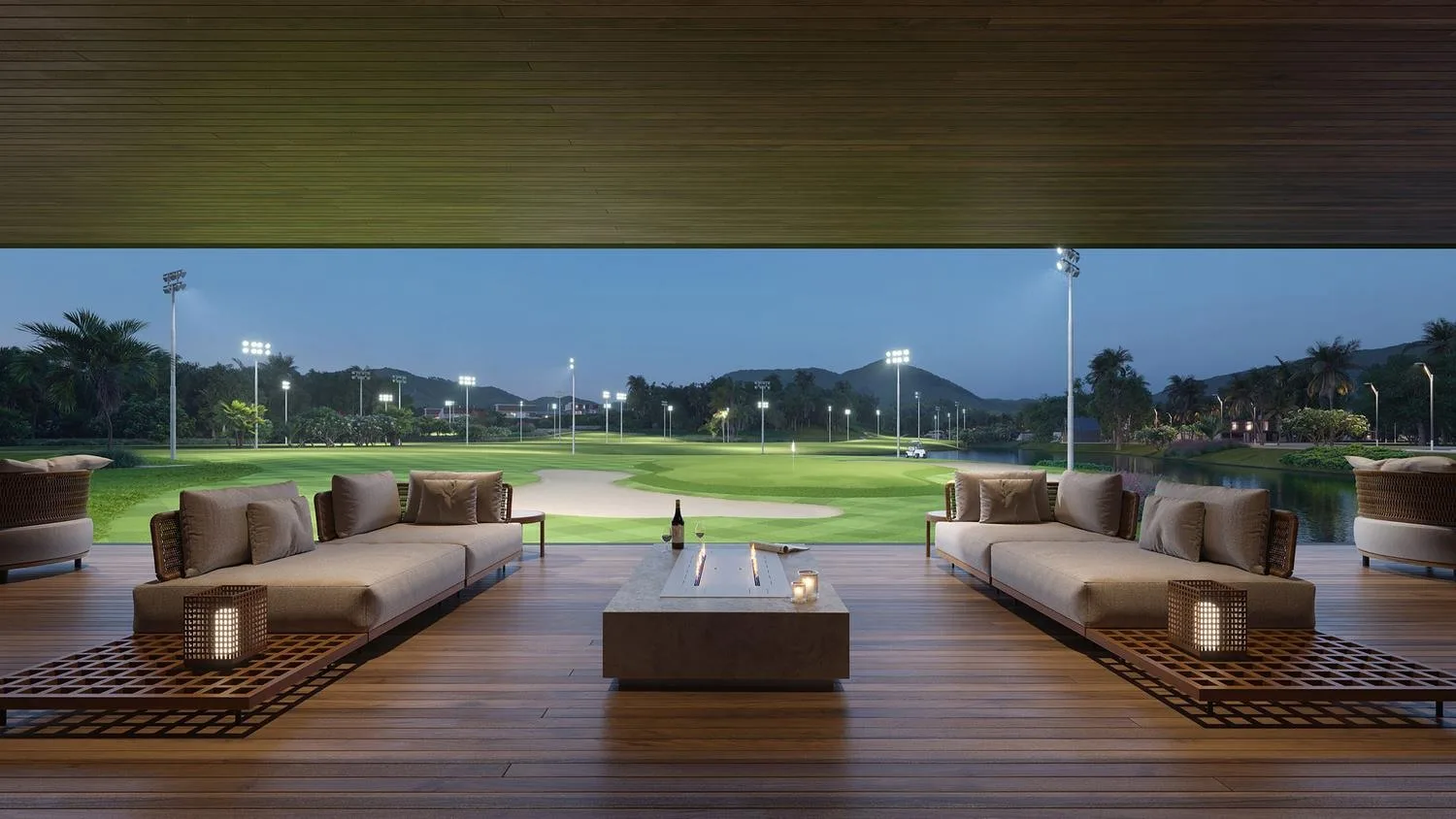 O driving range iluminado